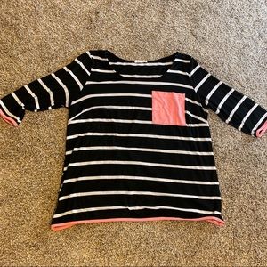 Black white striped box top Sz XL